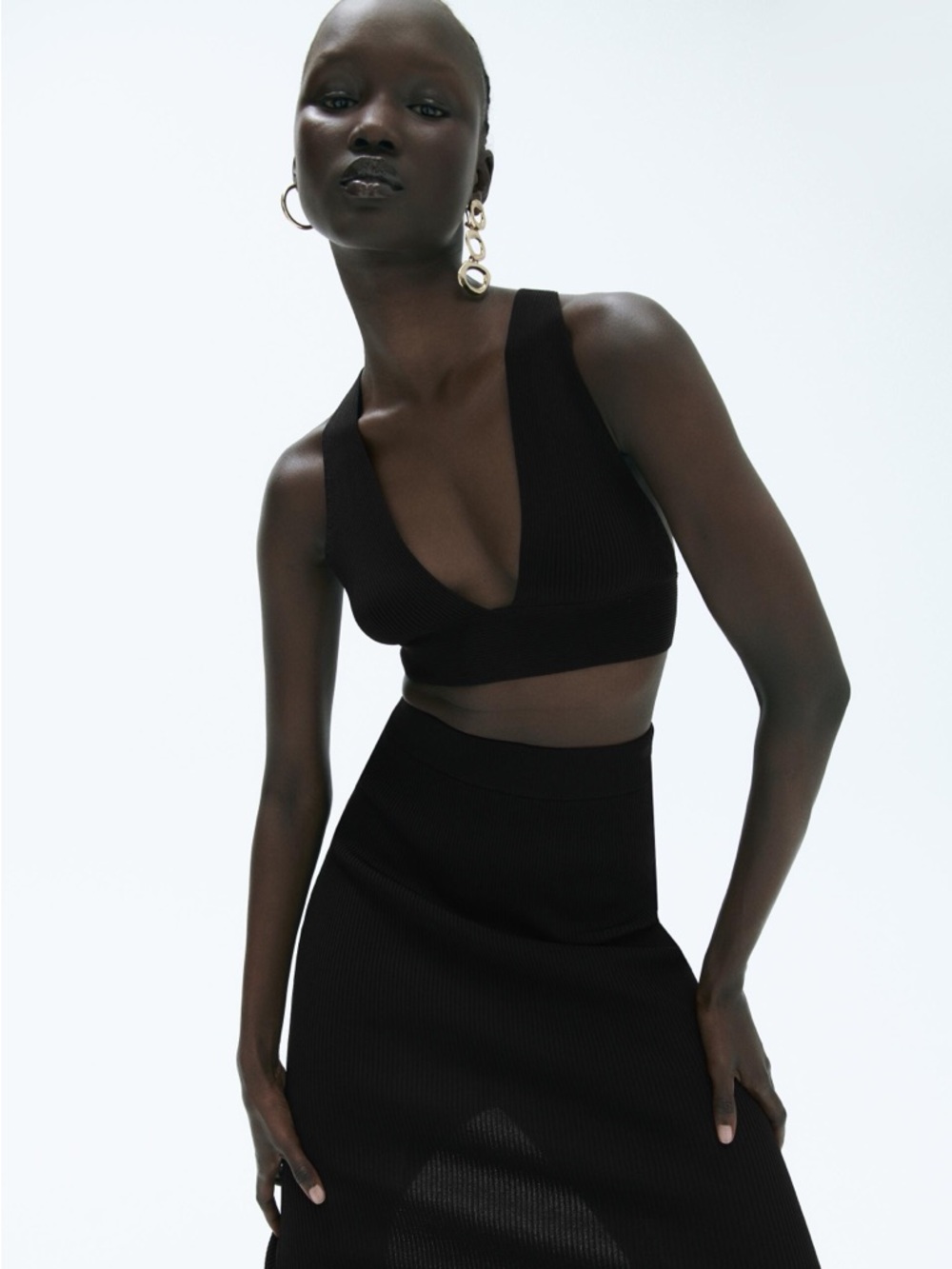 ✨3x$30✨ ZARA Ribbed Knit Bralette | Minimalist Chic Deep V Crop Top
